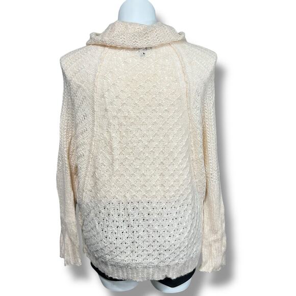 Y2K Apt 9 Womens Cowl Neck Open Knit Sweater Pullover Slouch Fit Pink Gold Large - Picture 3 of 10